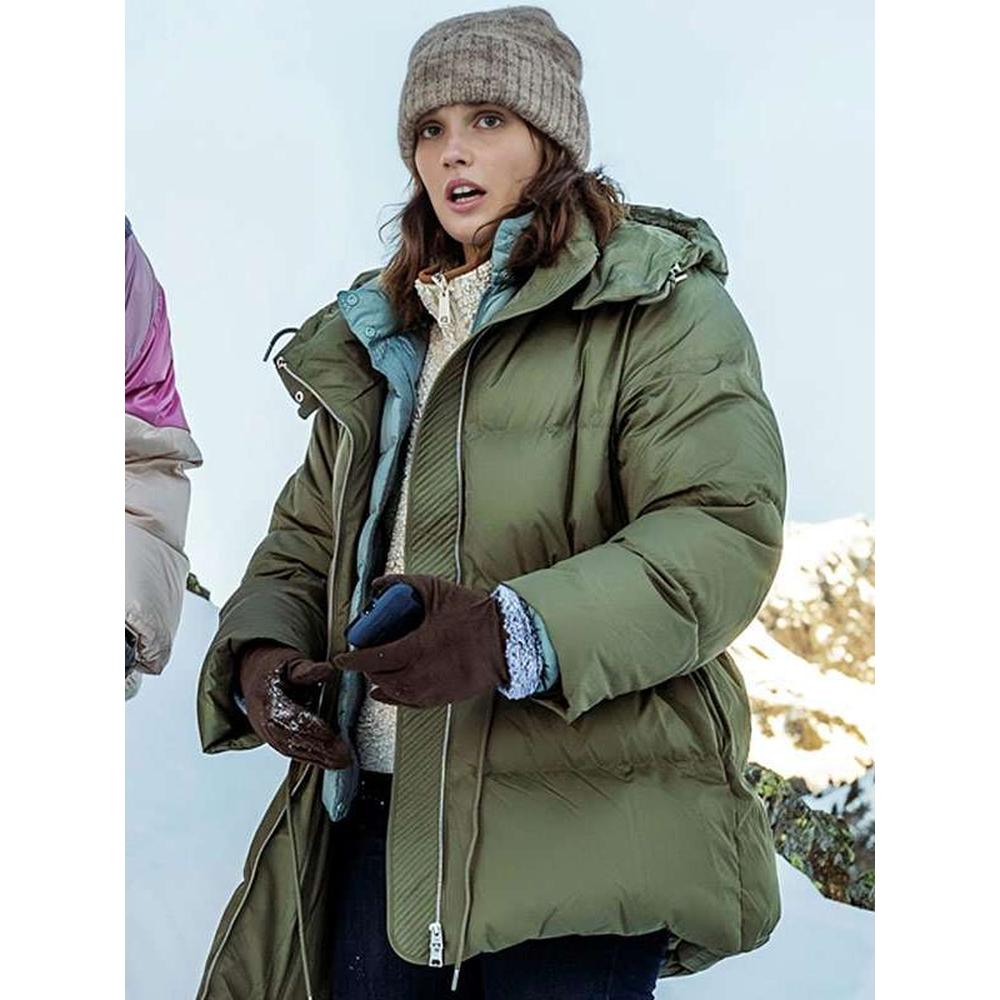 Giovanna Deluca Anthracite Green Puffer Hooded Jacket