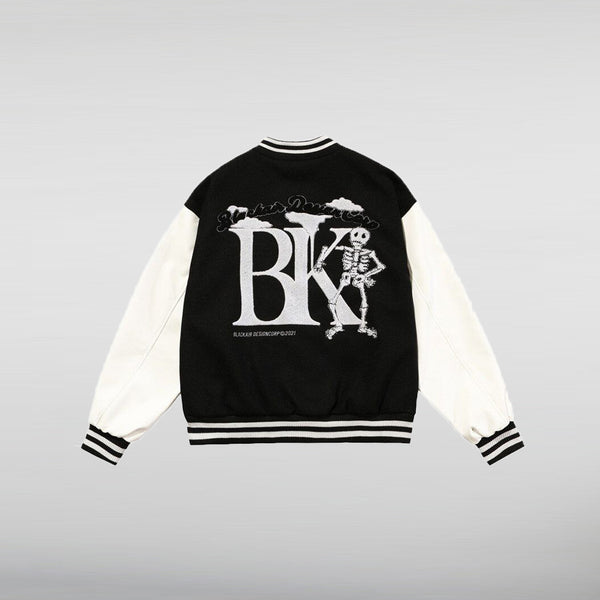 Black Cotton Bk Varsity Jacket back