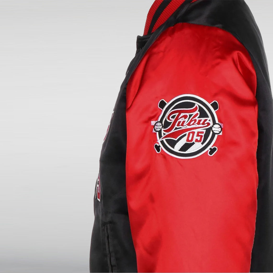 FUBU College Bomber Satin Jacket Right hand