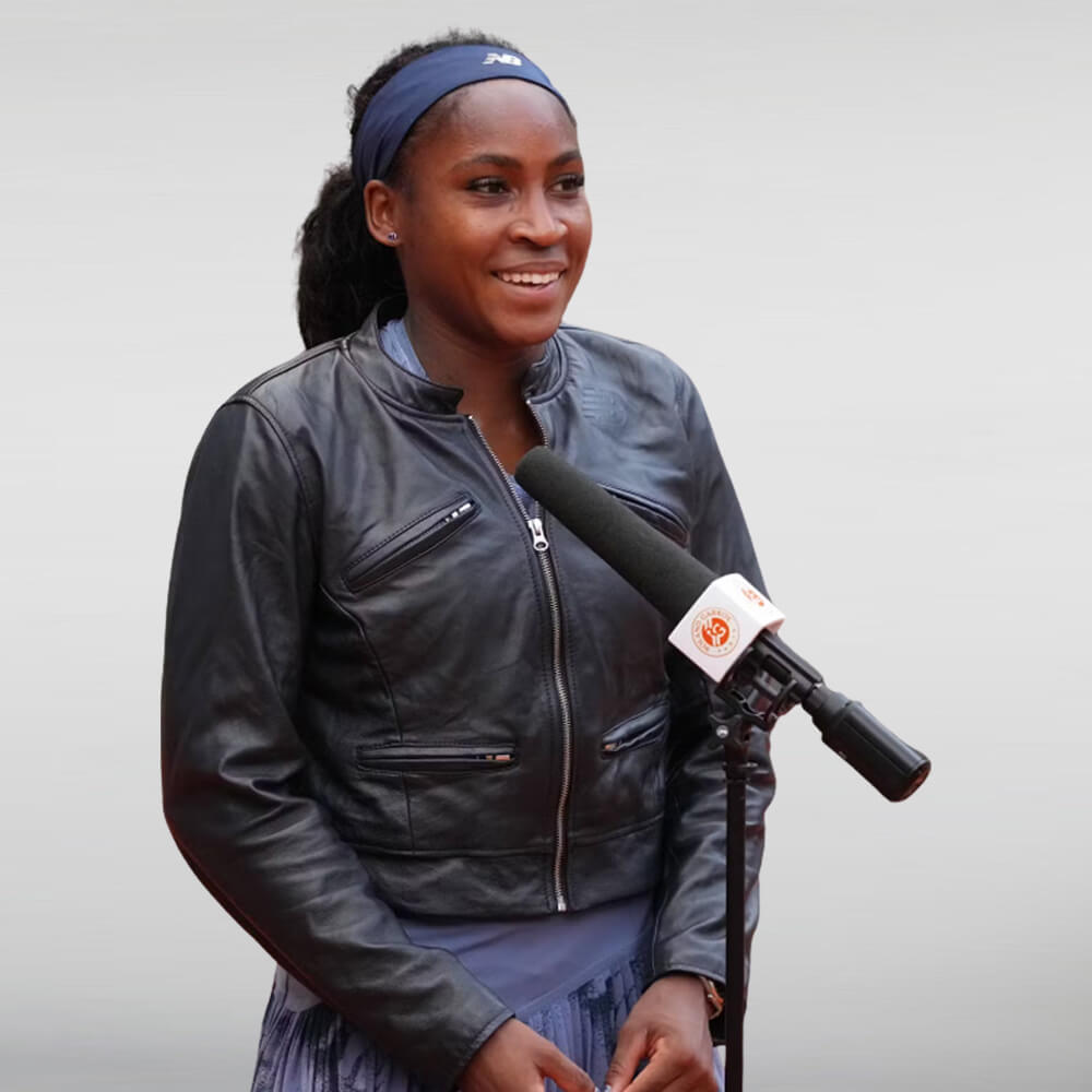Coco Gauff Black Leather Jacket