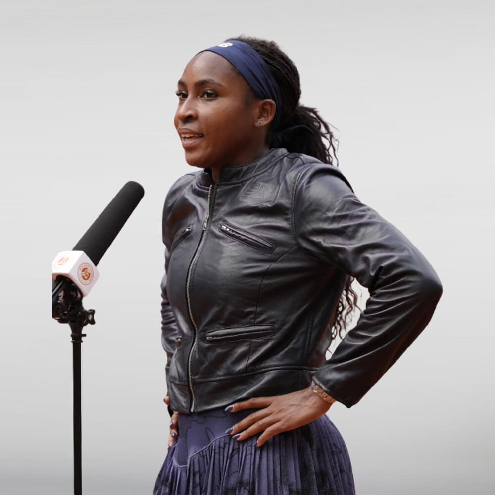 Coco Gauff Black Leather Jacket
