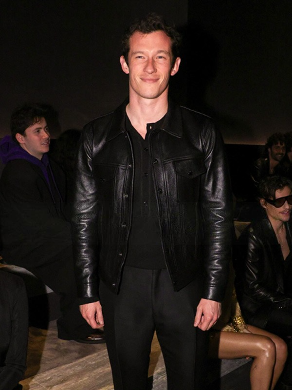 Actor Callum Turner Leather Jacket