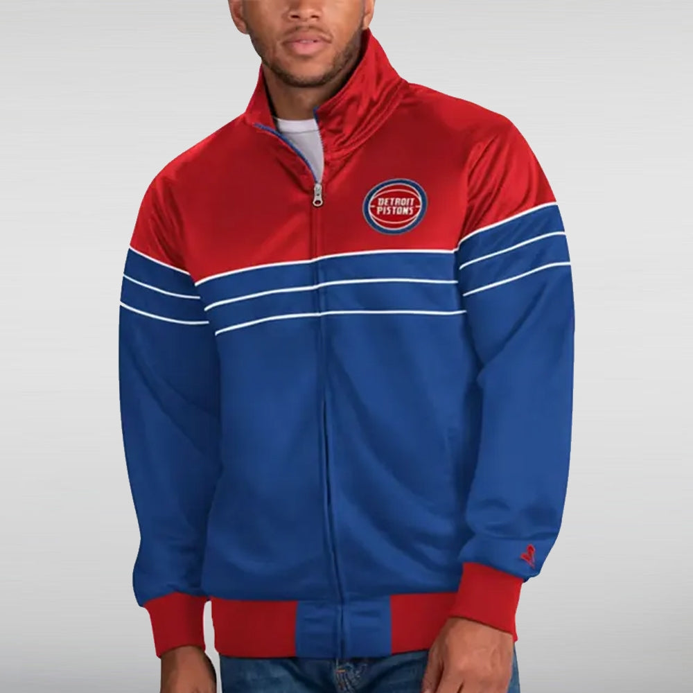 Red and Blue Detroit Pistons Track Jacket