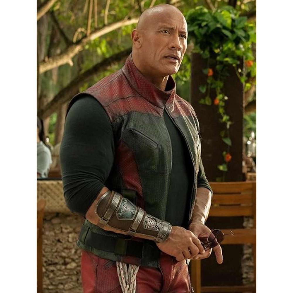 Dwayne The Rock Johnson Red One Red And Green Leather Vest