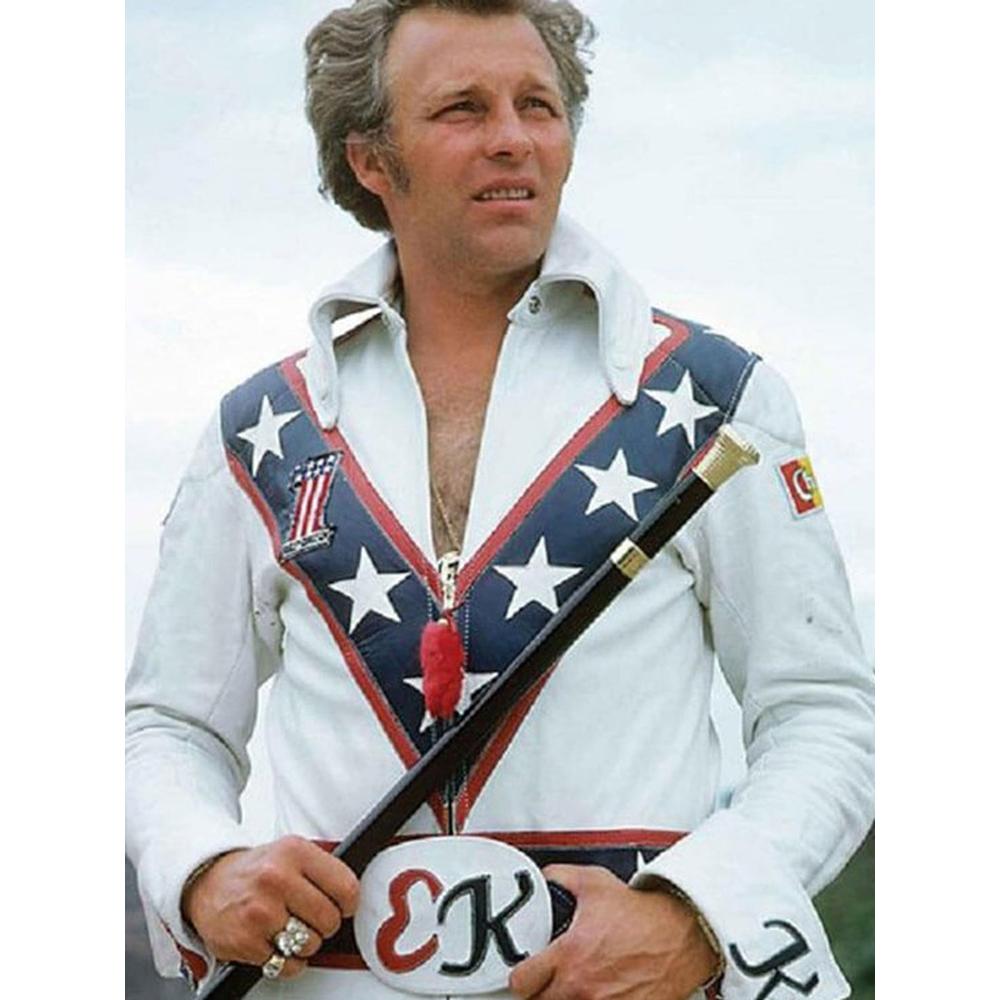 Evel Knievel Flag Leather Jacket