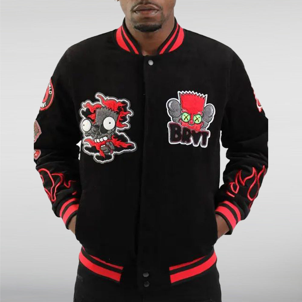 Hudson Bart Simpson Black Varsity Jacket