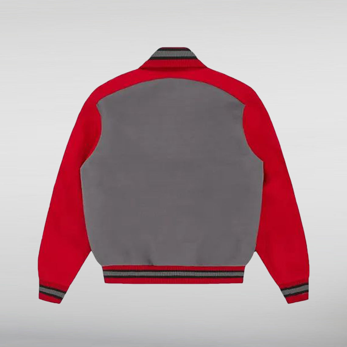 ICECREAM College Varsity Gray and Red Jacket back