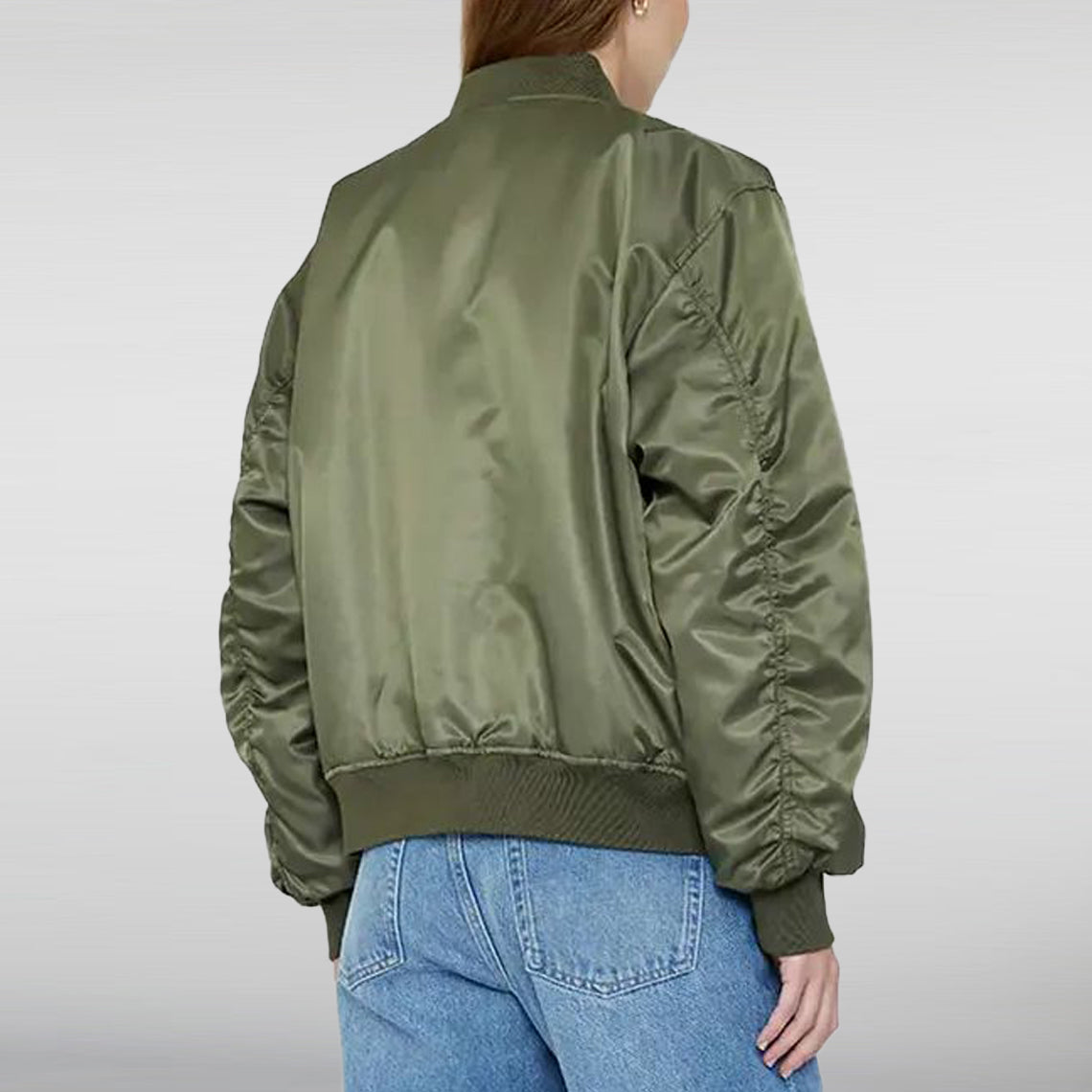 Army Green Bomber Jacket back