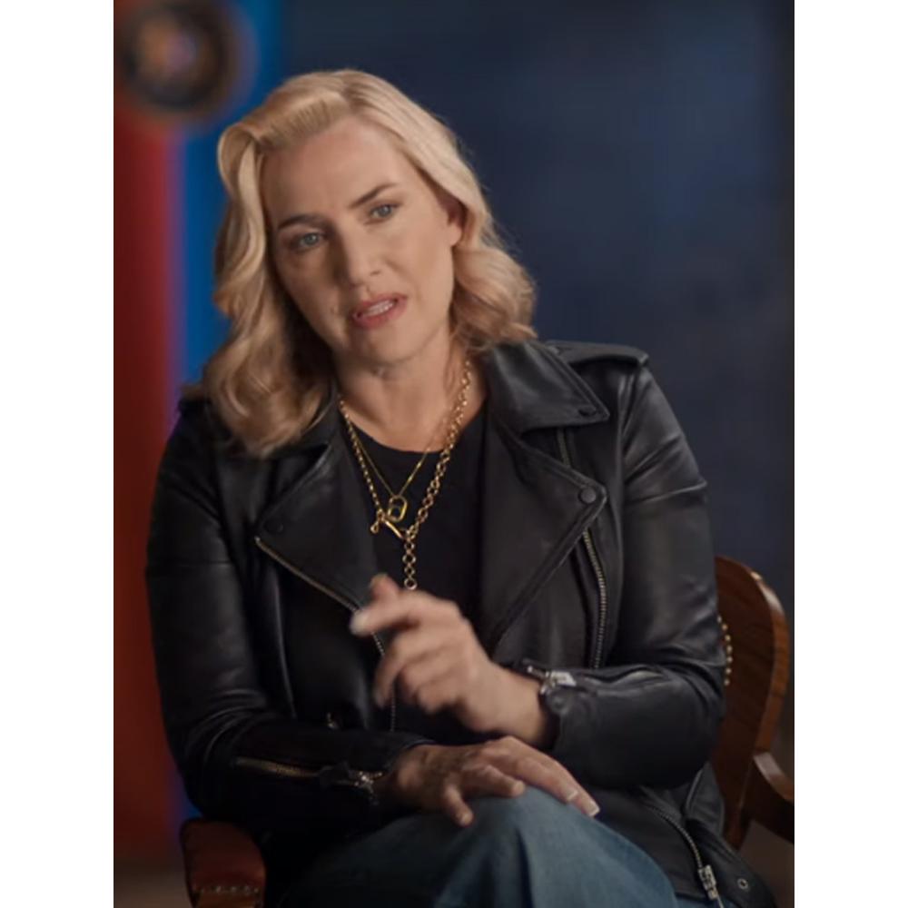 Kate Winslet Regime Black Dress Leather Jacket