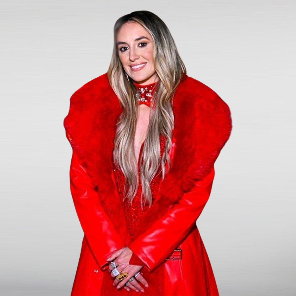 Lainey Wilson Red Faux Fur Coat
