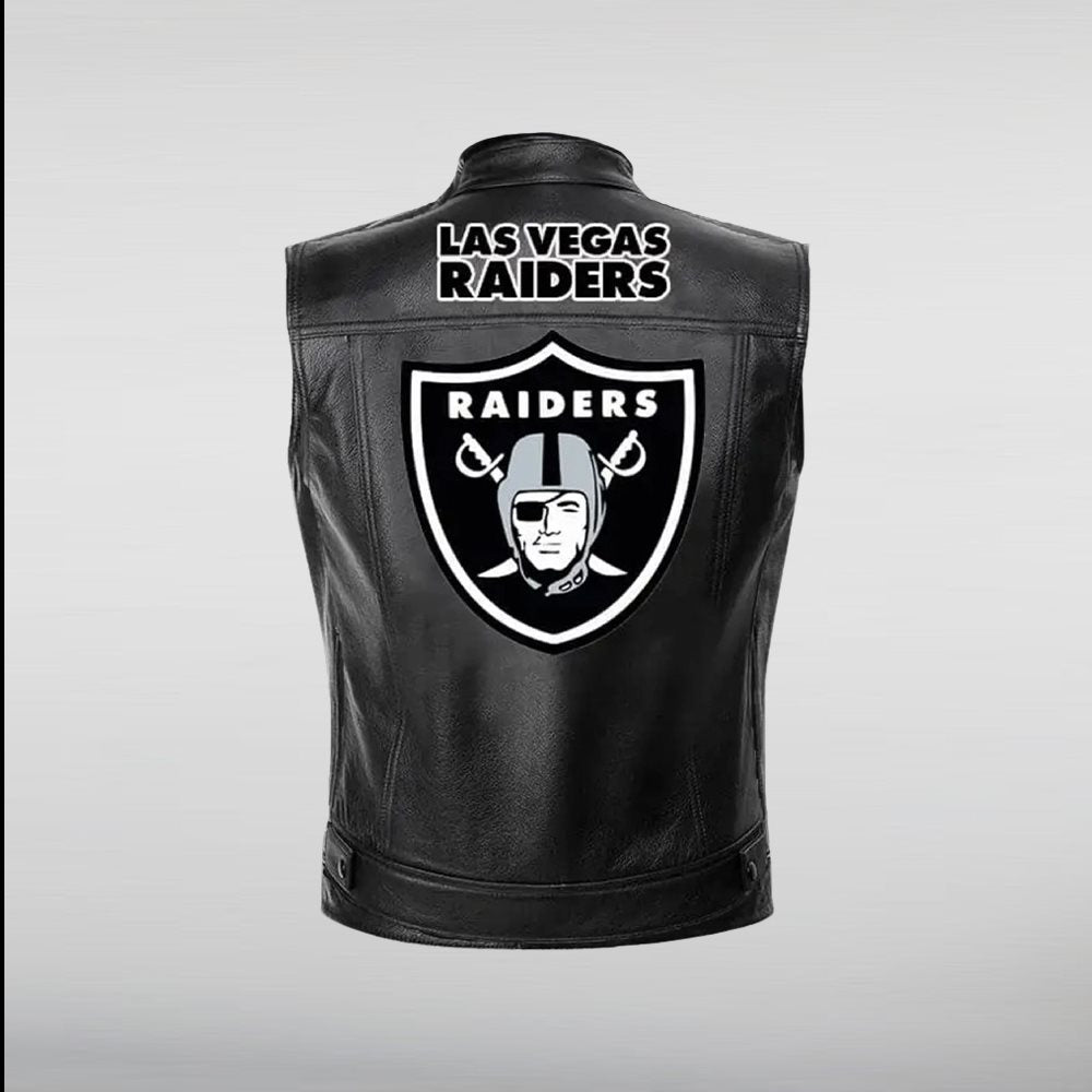 Las Vegas Raiders Black Leather Vest