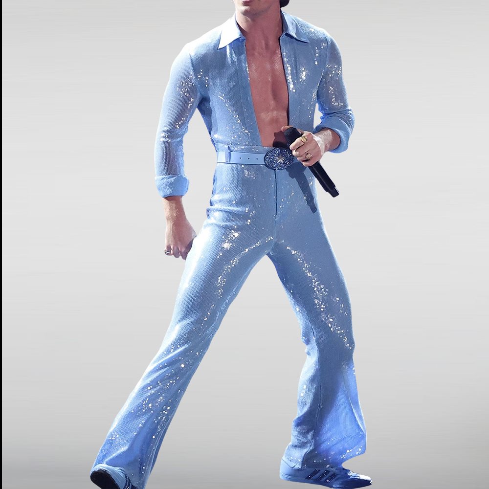 Mark Zuckerberg Blue Sequin Jumpsuit