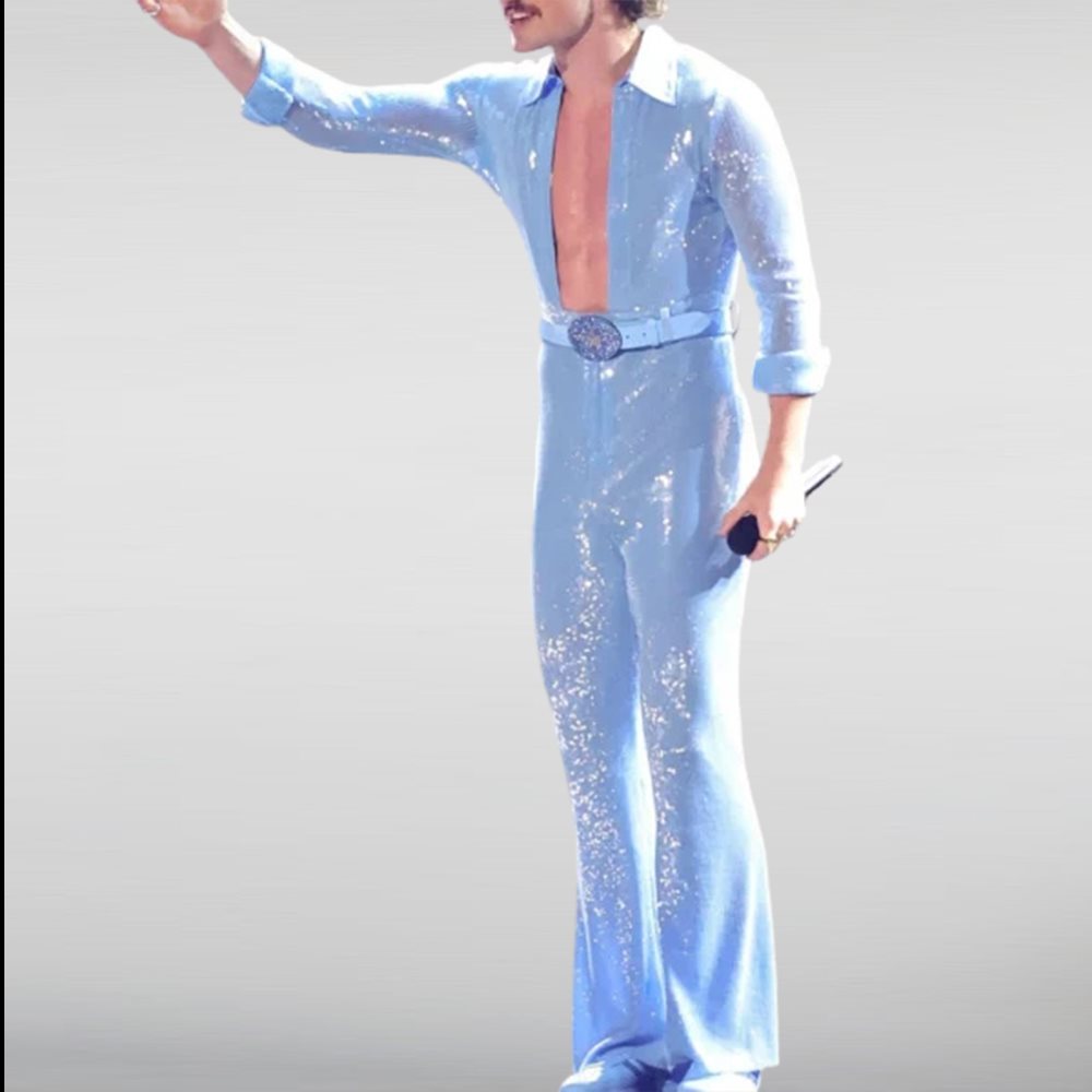 Mark Zuckerberg Blue Sequin Jumpsuit