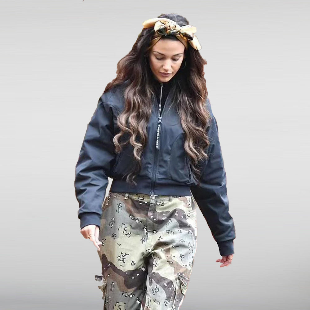 Michelle Keegan Black Bomber Jacket