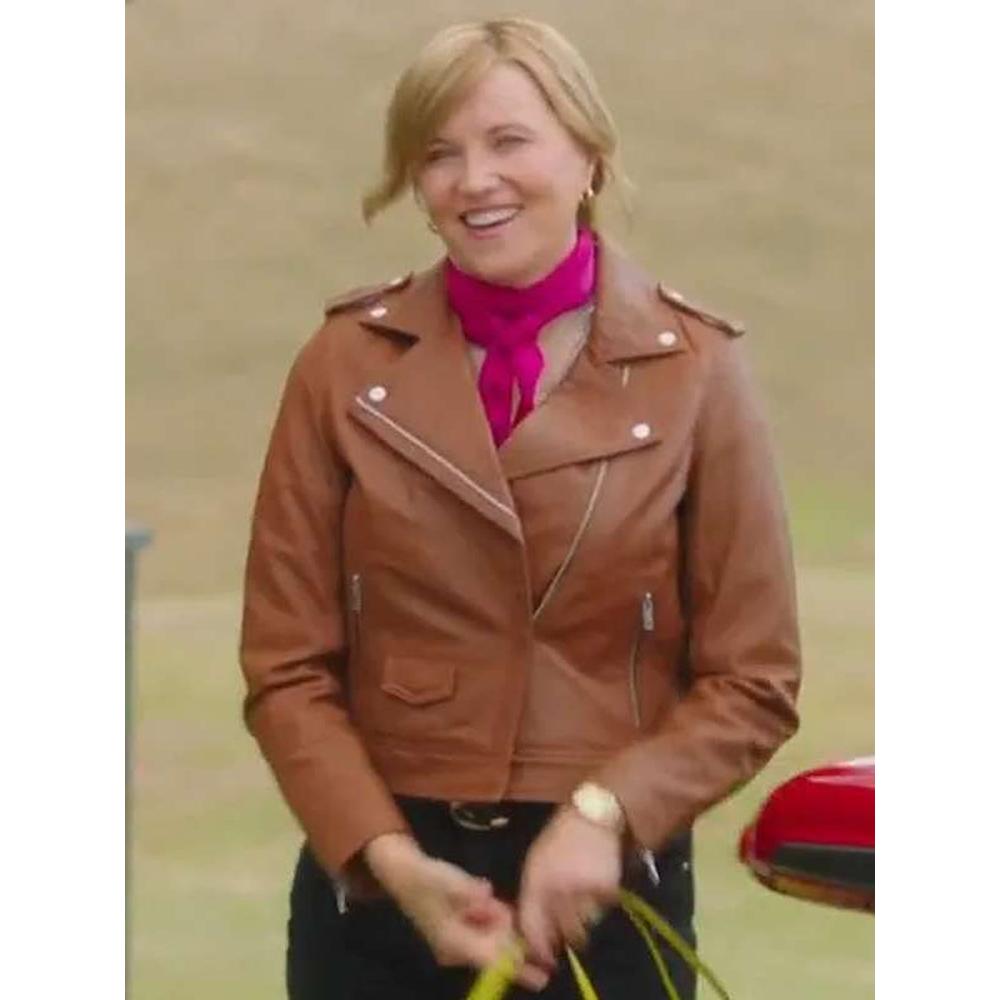 Alexa Crowe My Life Is Murder Brown Biker Leather Jacket