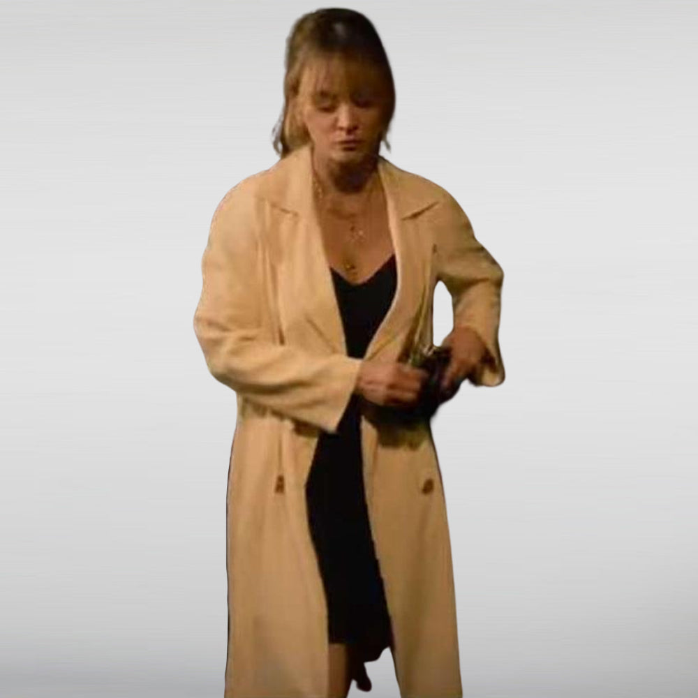 Role Play 2024 Kaley Cuoco White Trench Coat