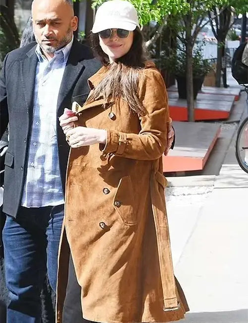 dakota johnson suede leather coat