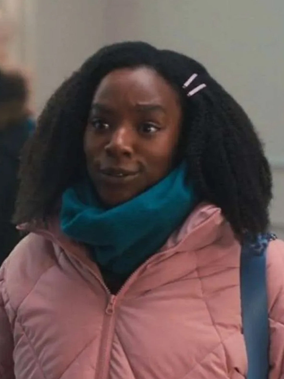 Corinna Brown Heartstopper Pink Puffer Jacket