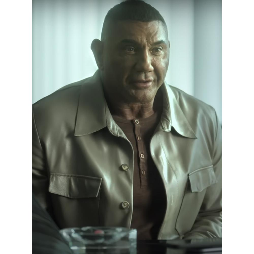 Dave Bautista The Killers Game Beige Leather Jacket