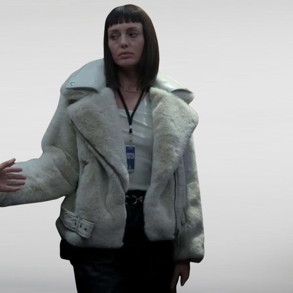 The Recruit Laura Haddock Fur White Jacket