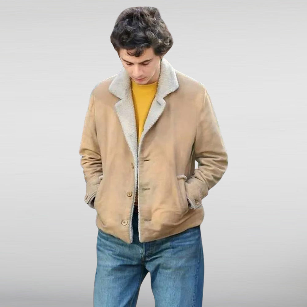 Timothee Chalamet A Complete Unknown Brown Shearling Jacket