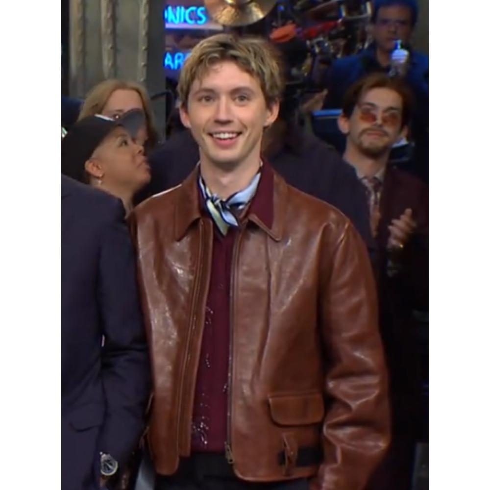Troye Sivan Saturday Night Live Brown Leather Jacket