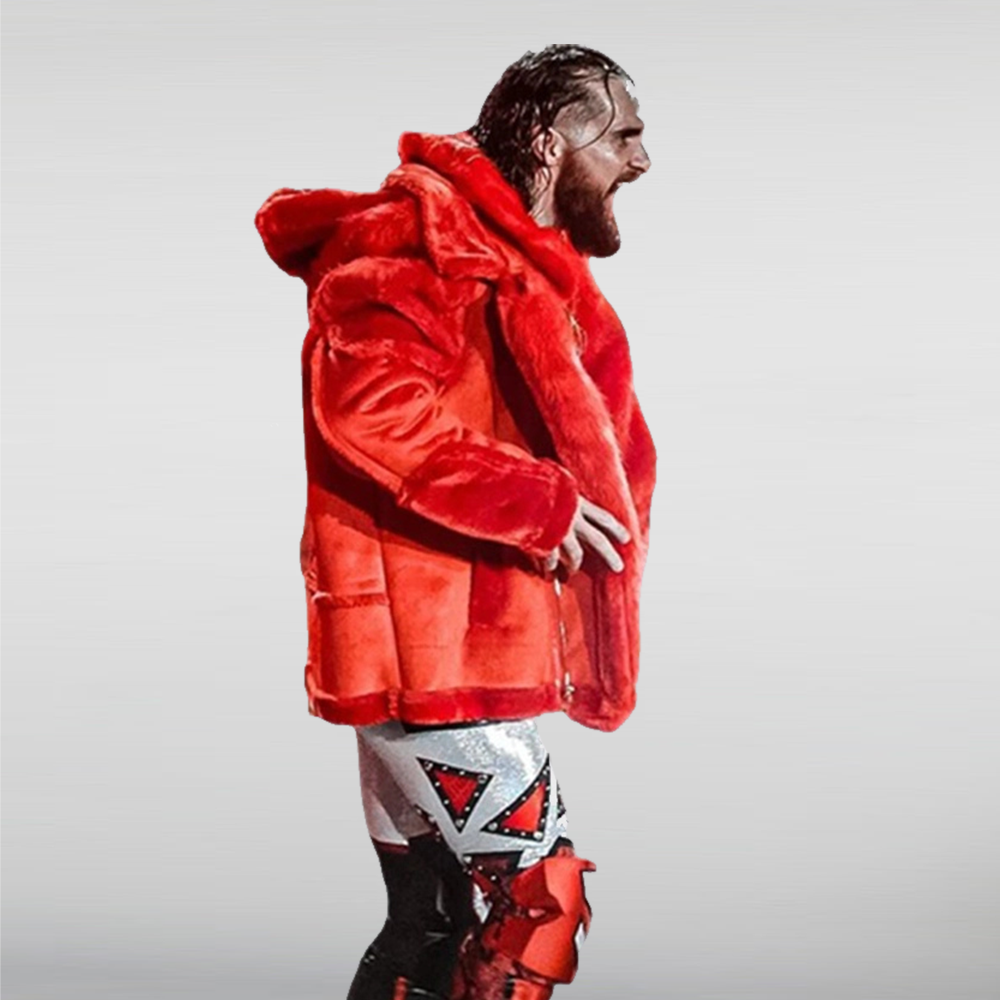 Wwe Raw Seth Rollins Red Fur Jacket