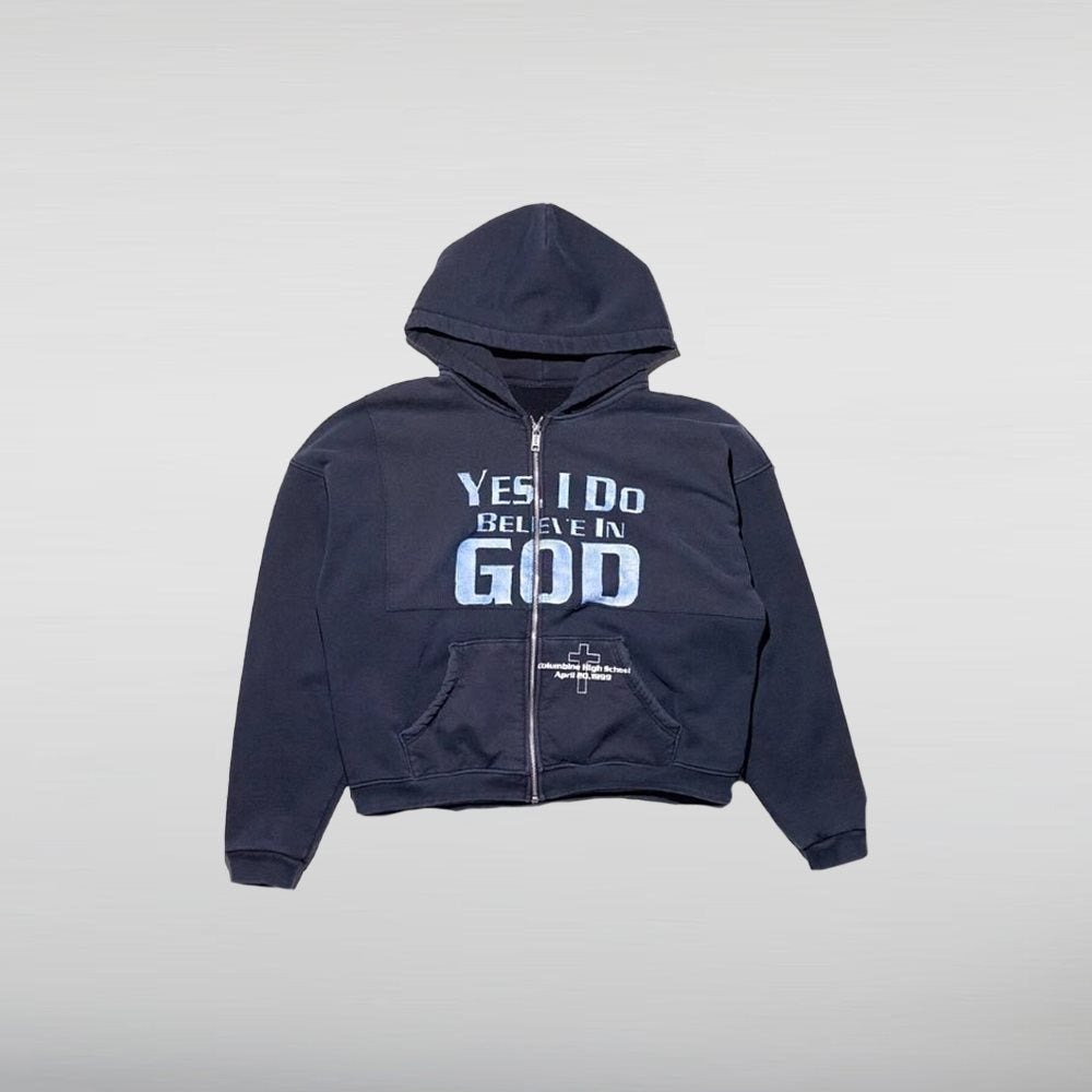 Yes I Do Believe In God Blue Hoodie