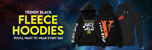 Trendy Black Fleece Hoodies