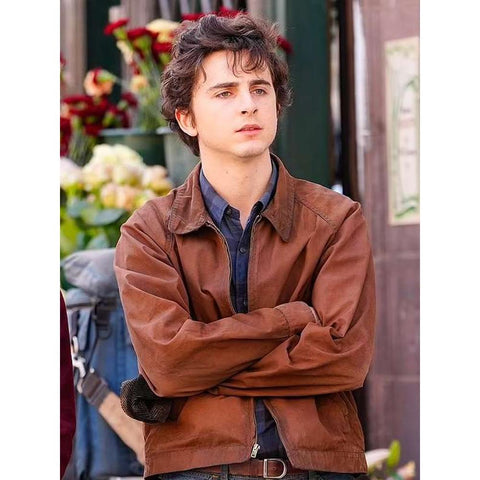 Timothee Chalamet Brown Leather Jacket