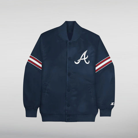 ATLANTA BRAVES VARSITY SATIN FULL-SNAP JACKET