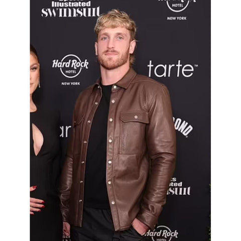 Wrestler Logan Paul Brown Leather Jacket