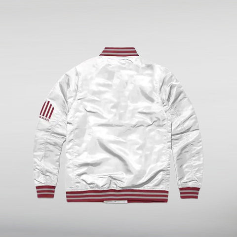 Ames Arch Iowa State Cyclones White Satin Jacket Back