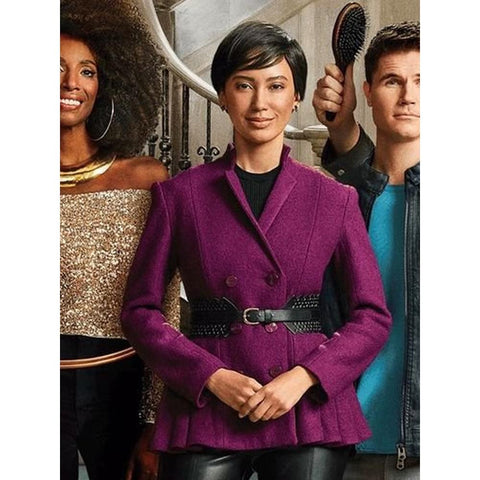 Upload Tv Series Cast Nora Antony Purple Wool Coat