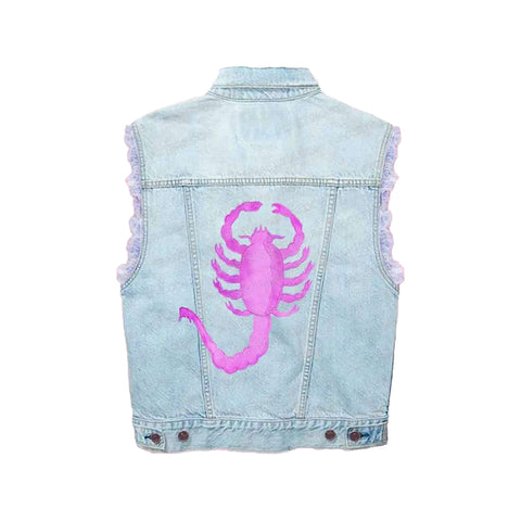 Barbie Sleeveless Denim Vest back