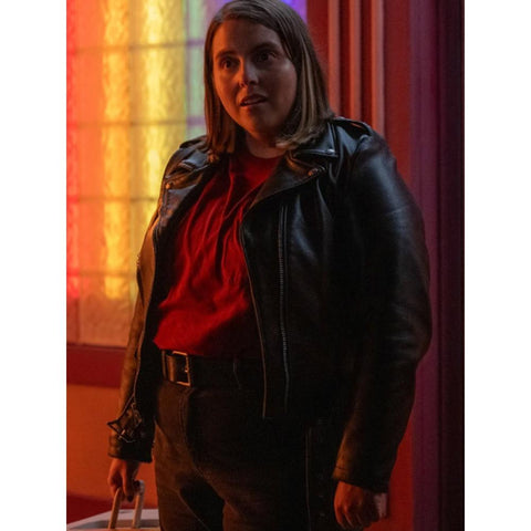 Beanie Feldstein Drive Away Dolls Black Leather Jacket