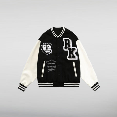 Black Cotton Bk Varsity Jacket