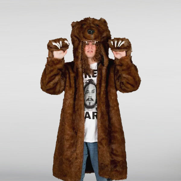 Workaholics Brown Bear Fur Hooded Coat