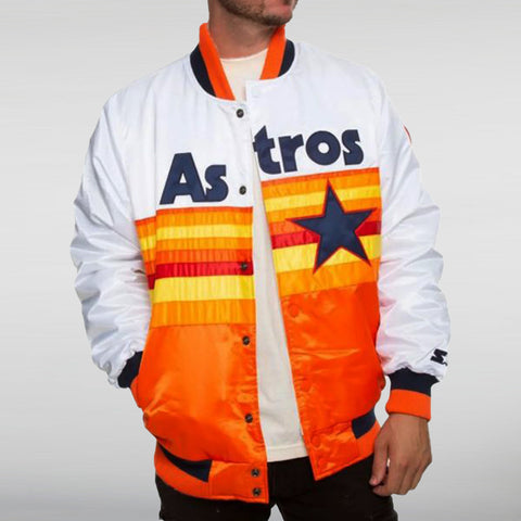 Houston Astros White and Orange Bomber Starter Jacket