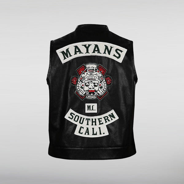 Mayans Mc Carnival Black Leather Vest