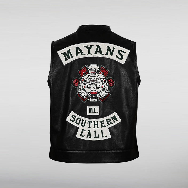 Mayans MC Carnival Ezekiel Reyes Black Leather Vest