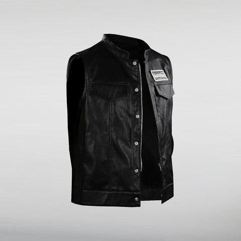 Mayans Mc Carnival Black Leather Vest