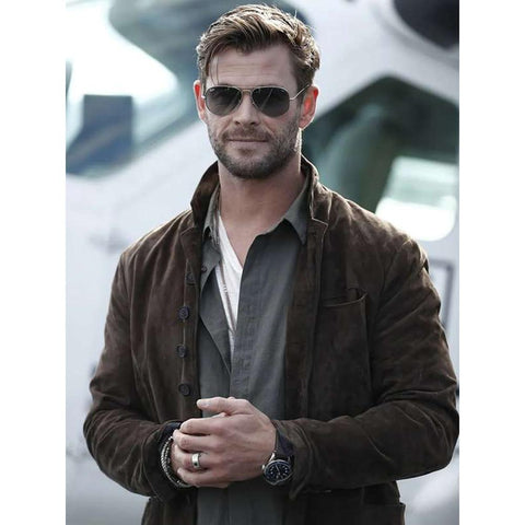 Chris Hemsworth Brown Suede Leather Jacket