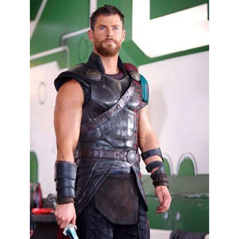 Ragnarok Chris Hemsworth Brown Leather Vest