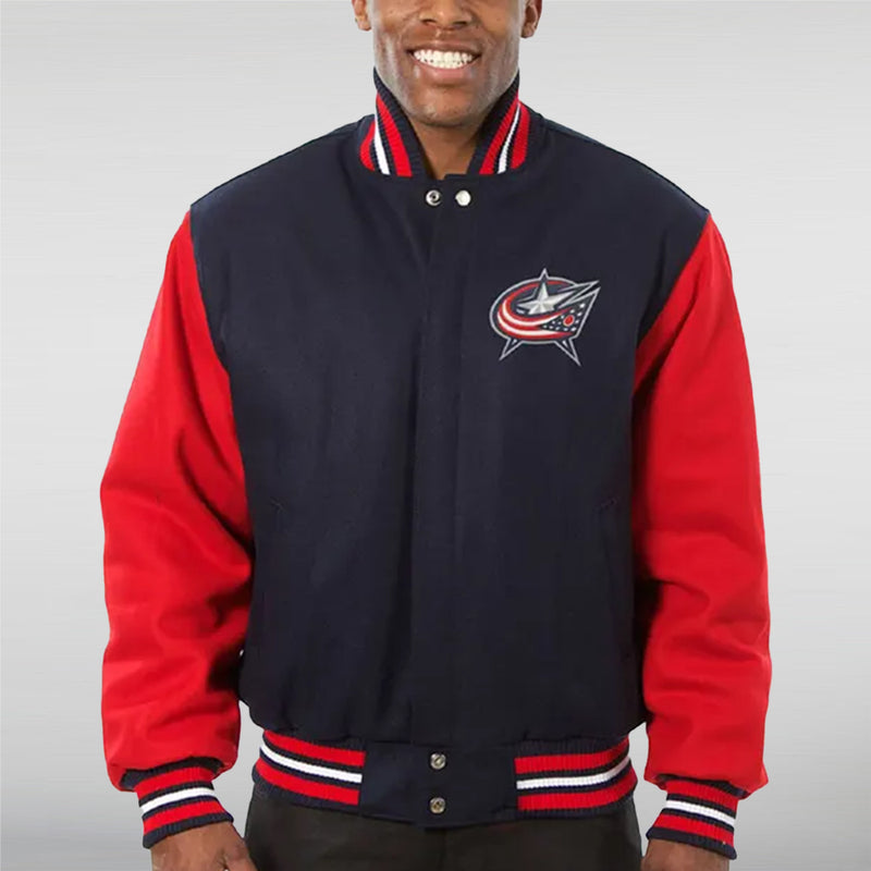 Columbus Red and Navy Blue Varsity Jacket