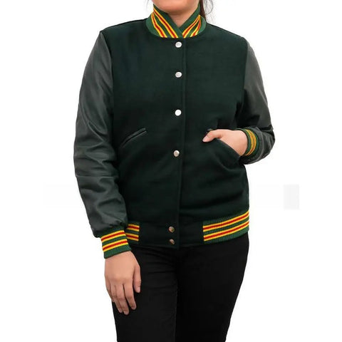 Dakota Johnson Am I Ok Green Varsity Jacket