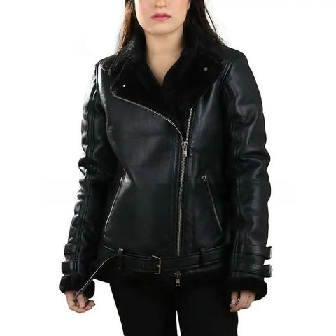 Dakota Johnson Black Shearling Leather Jacket