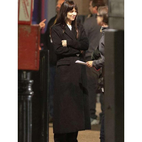 Dakota Johnson Black Dress Madame Web Black Long Coat