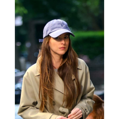 Dakota Johnson Red Jacket Beige Trench Coat