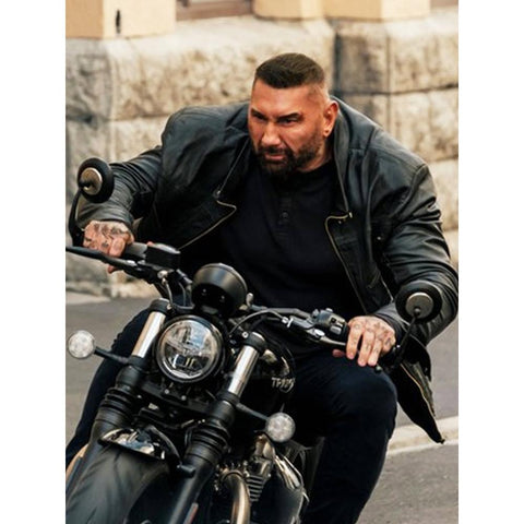 Dave Bautista Ethnicity Black Leather Jacket